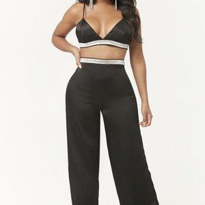 2pc Satin Rhinestone-Embellished Set